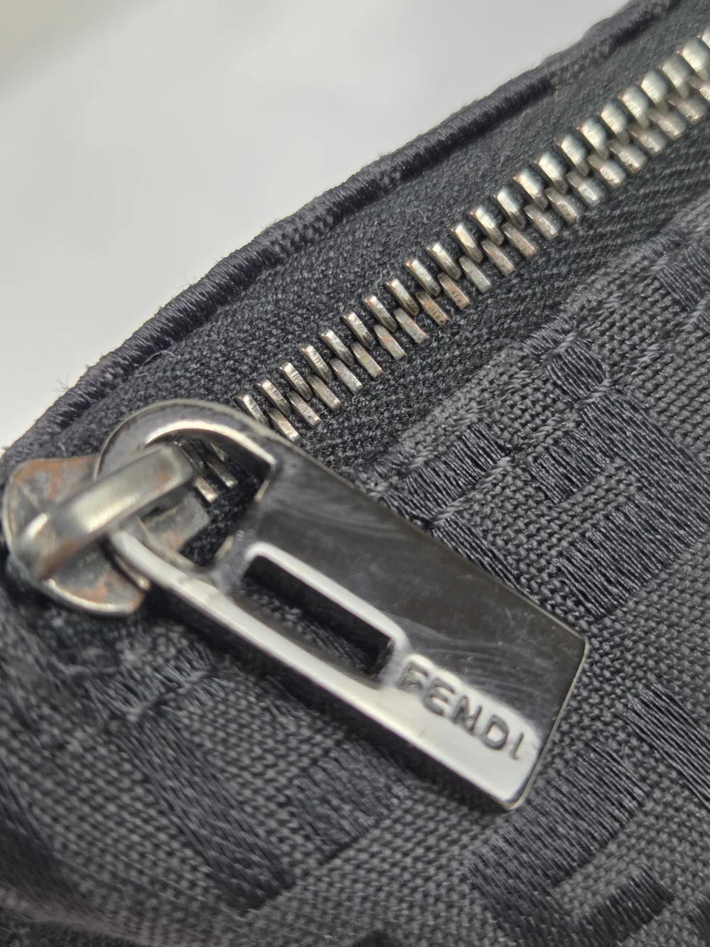 Vintage Fendi Zucca Black Monogram Zip Pouch Wristlet
